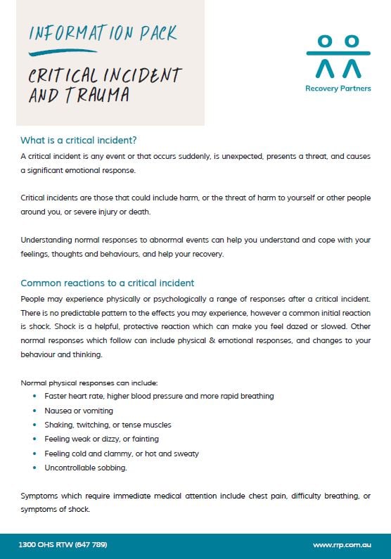 Critical Incident and Trauma debriefing Critical Incident and Trauma debriefing
